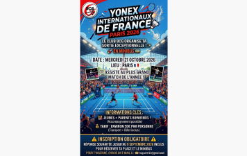 SORTIE CLUB : INTERNATIONAUX DE FRANCE DE BADMINTON